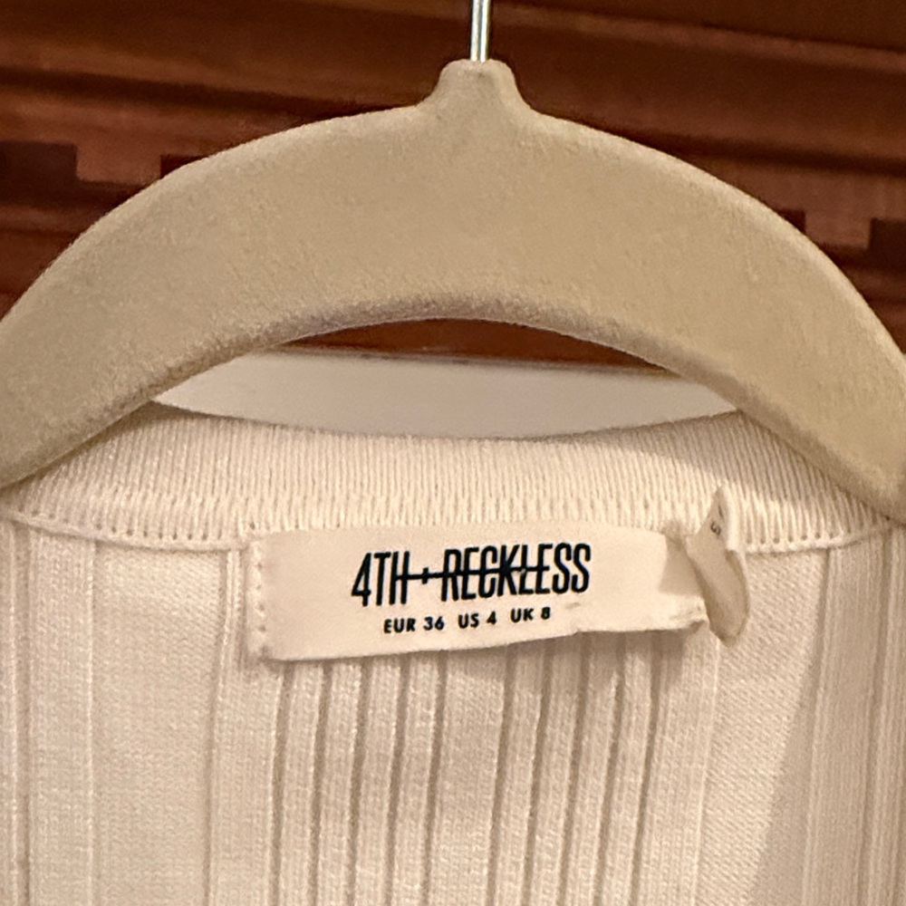 4TH RECKLESS Cream Ribbed Button-Front Knit Top - Picture 2 of 2